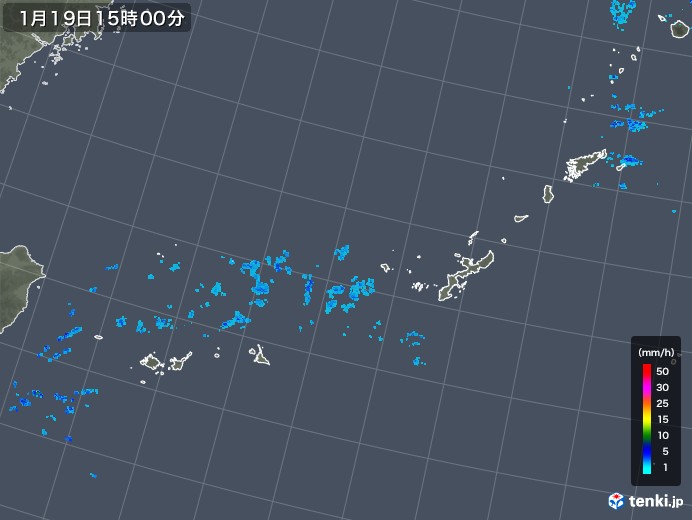 沖縄地方の雨雲レーダー(2020年01月19日)