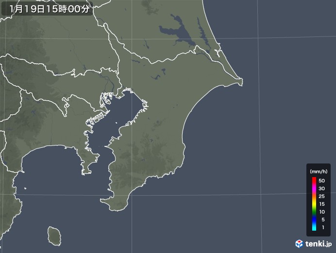 千葉県の雨雲レーダー(2020年01月19日)