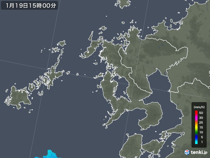 長崎県の雨雲レーダー(2020年01月19日)