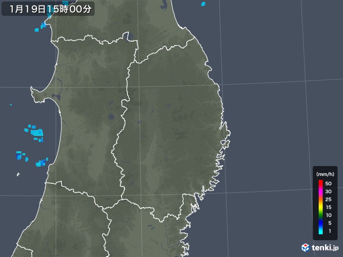 岩手県の雨雲レーダー(2020年01月19日)