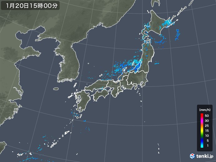 雨雲レーダー(2020年01月20日)