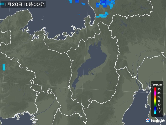 滋賀県の雨雲レーダー(2020年01月20日)