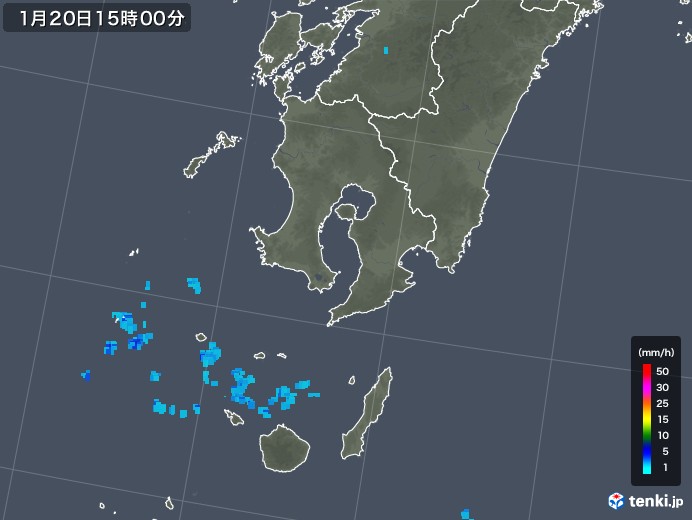 鹿児島県の雨雲レーダー(2020年01月20日)
