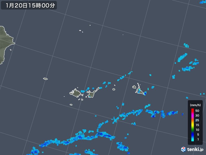 宮古・石垣・与那国(沖縄県)の雨雲レーダー(2020年01月20日)