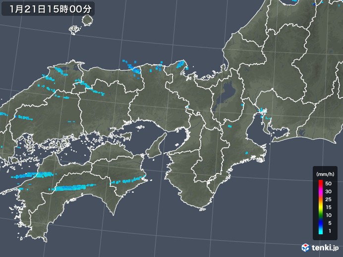 近畿地方の雨雲レーダー(2020年01月21日)