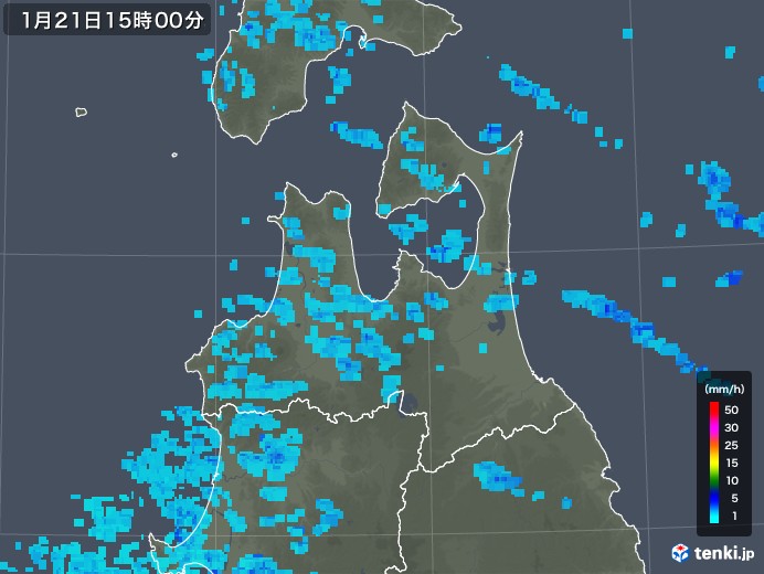 青森県の雨雲レーダー(2020年01月21日)