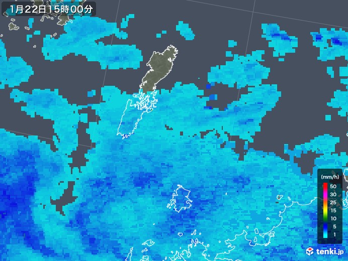 壱岐・対馬(長崎県)の雨雲レーダー(2020年01月22日)