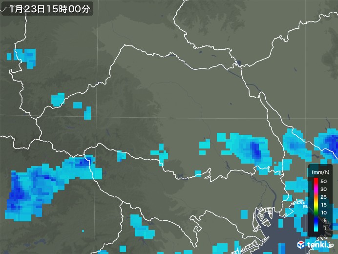 埼玉県の雨雲レーダー(2020年01月23日)