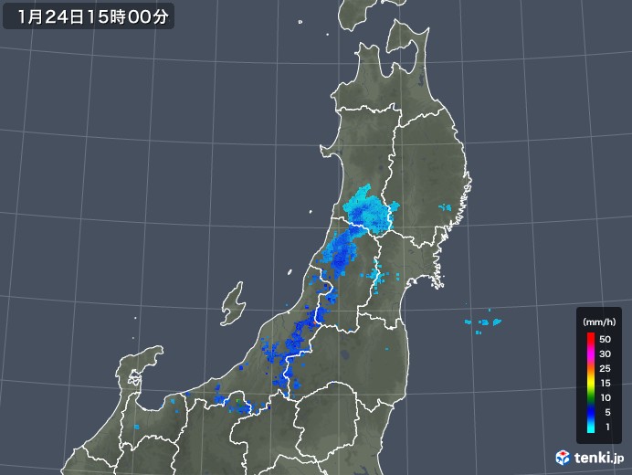 東北地方の雨雲レーダー(2020年01月24日)