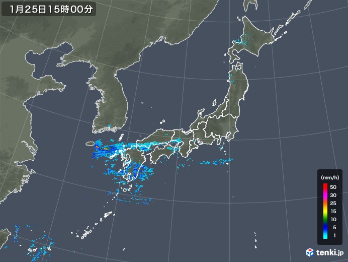 雨雲レーダー(2020年01月25日)