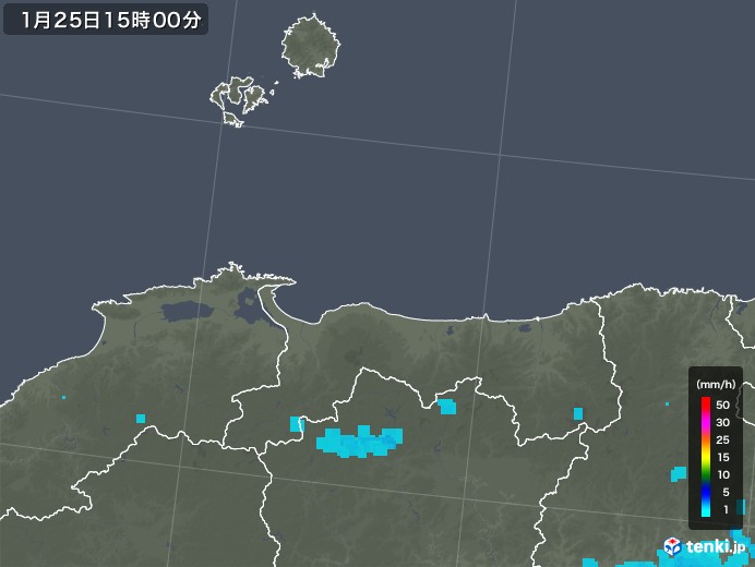 鳥取県の雨雲レーダー(2020年01月25日)