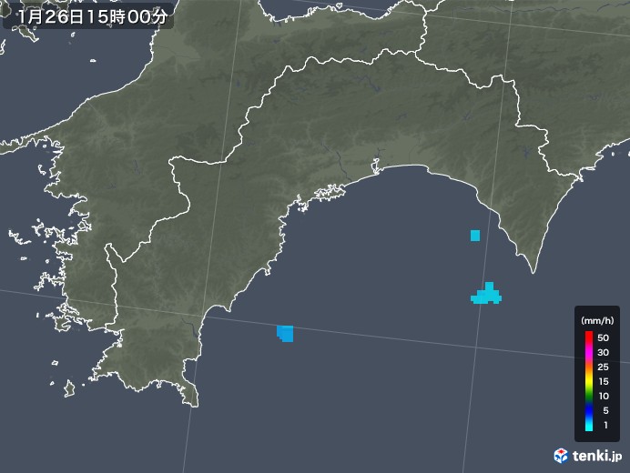 高知県の雨雲レーダー(2020年01月26日)