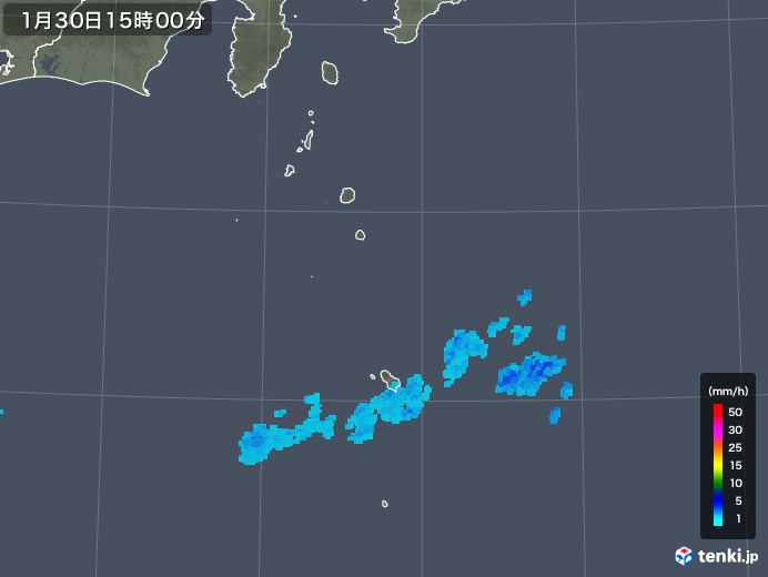 伊豆諸島(東京都)の雨雲レーダー(2020年01月30日)