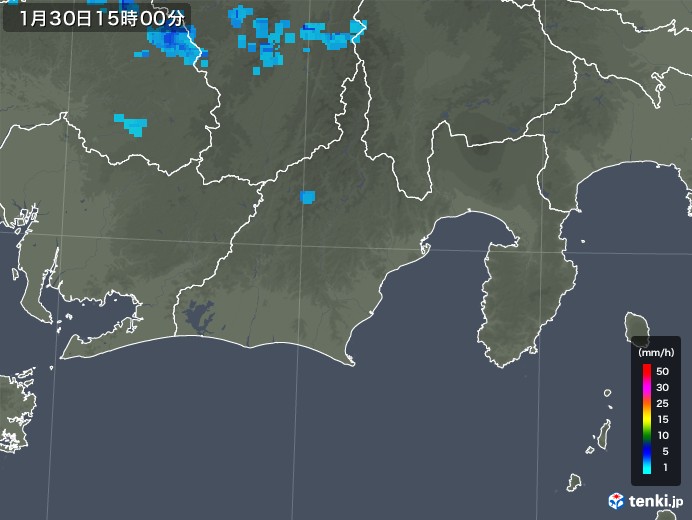 静岡県の雨雲レーダー(2020年01月30日)