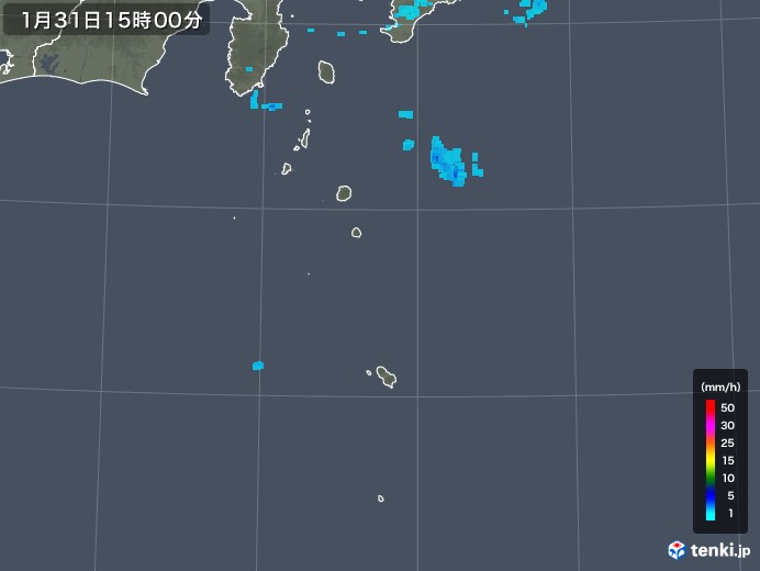 伊豆諸島(東京都)の雨雲レーダー(2020年01月31日)