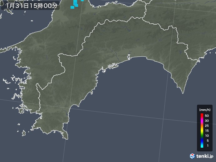 高知県の雨雲レーダー(2020年01月31日)