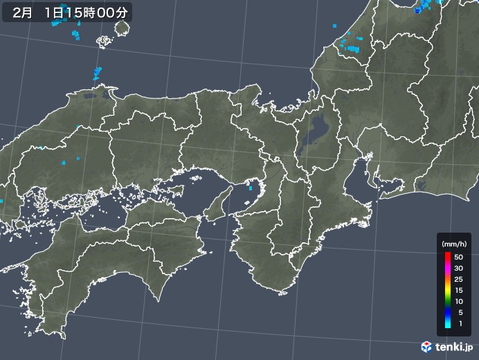 近畿地方の雨雲レーダー(2020年02月01日)