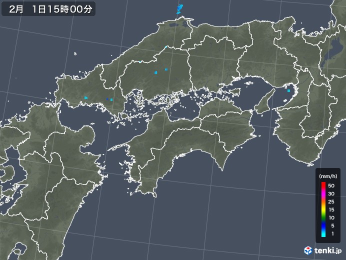 四国地方の雨雲レーダー(2020年02月01日)