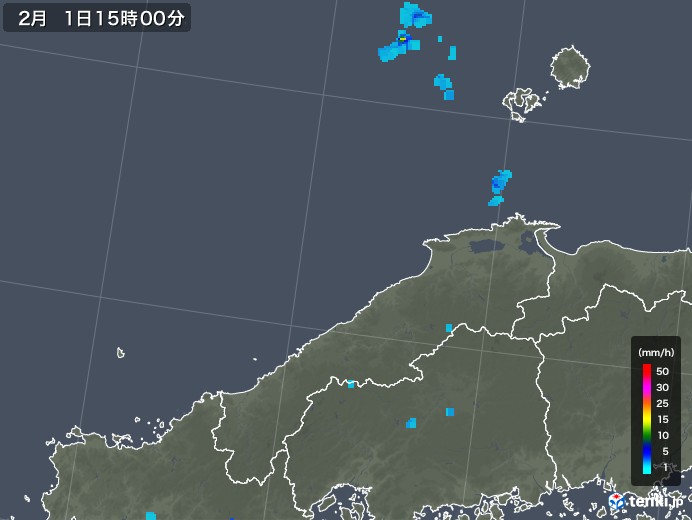 島根県の雨雲レーダー(2020年02月01日)