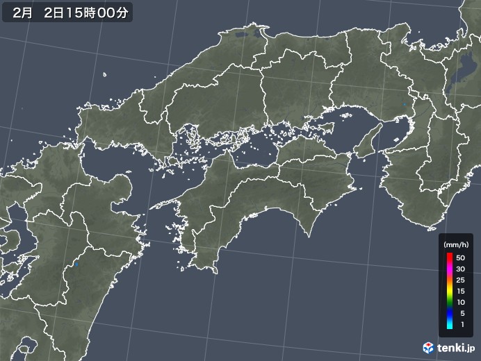 四国地方の雨雲レーダー(2020年02月02日)