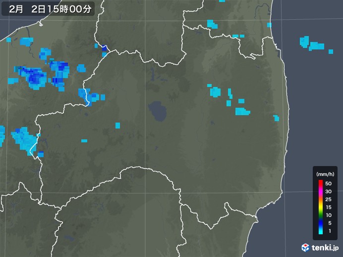 福島県の雨雲レーダー(2020年02月02日)