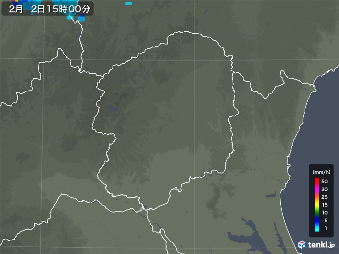 栃木県の雨雲レーダー(2020年02月02日)