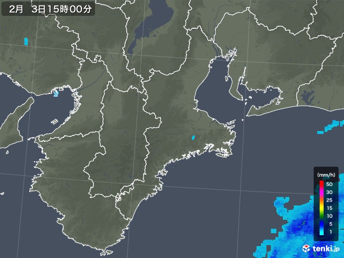 三重県の雨雲レーダー(2020年02月03日)