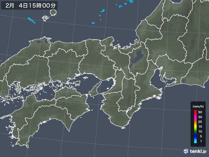 近畿地方の雨雲レーダー(2020年02月04日)