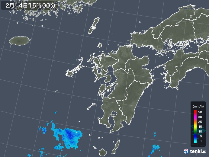 九州地方の雨雲レーダー(2020年02月04日)