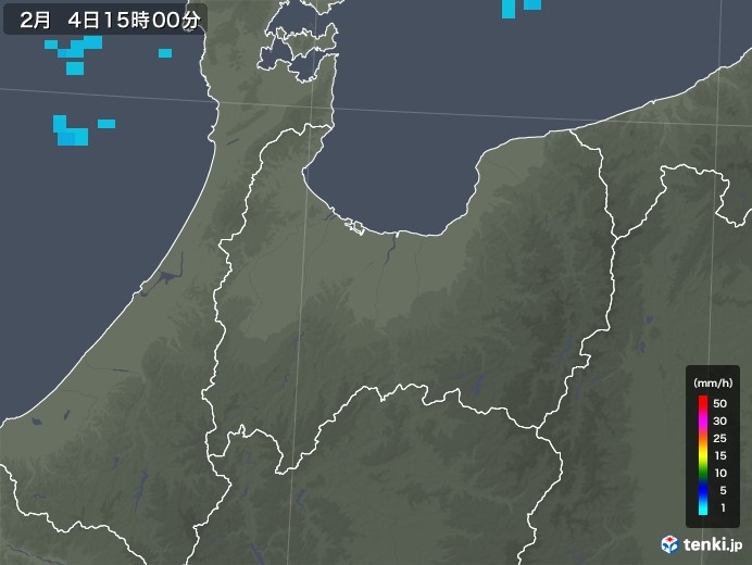 富山県の雨雲レーダー(2020年02月04日)