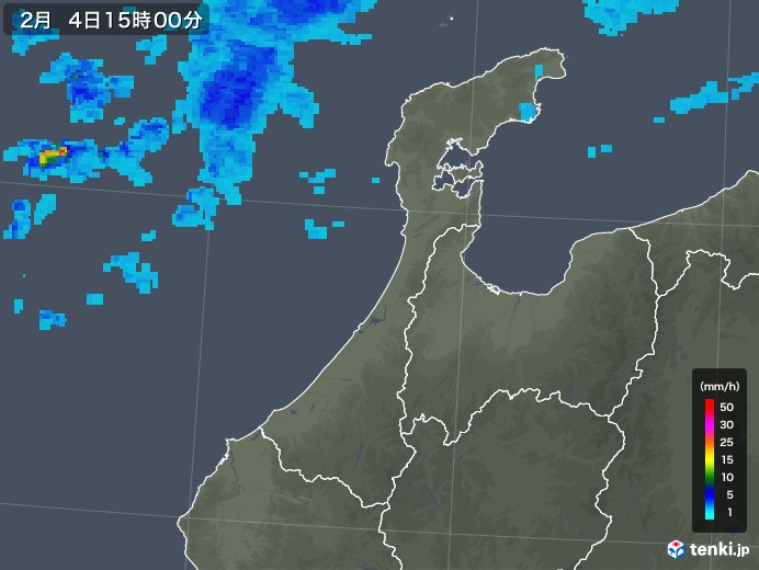 石川県の雨雲レーダー(2020年02月04日)