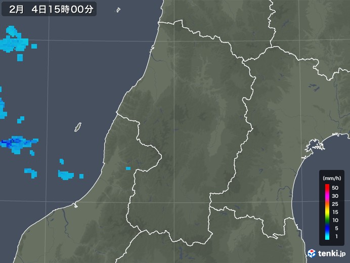 山形県の雨雲レーダー(2020年02月04日)