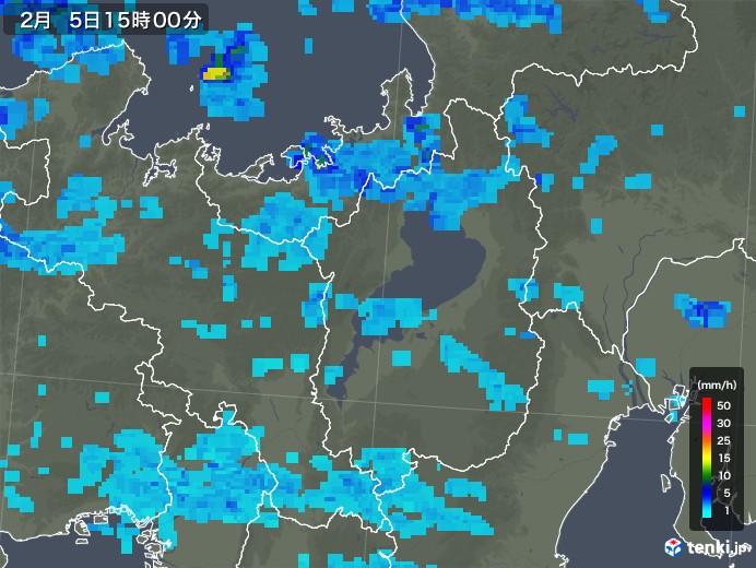 滋賀県の雨雲レーダー(2020年02月05日)