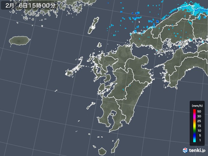 九州地方の雨雲レーダー(2020年02月06日)