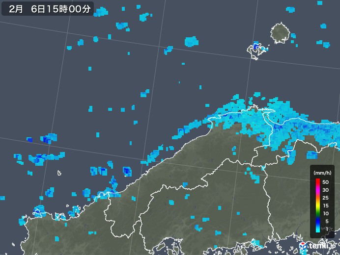 島根県の雨雲レーダー(2020年02月06日)