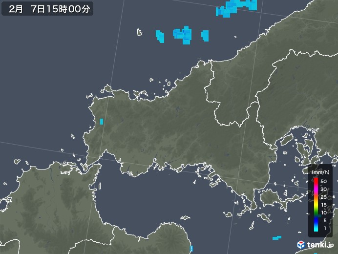 山口県の雨雲レーダー(2020年02月07日)