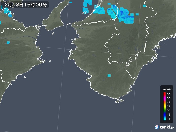 和歌山県の雨雲レーダー(2020年02月08日)