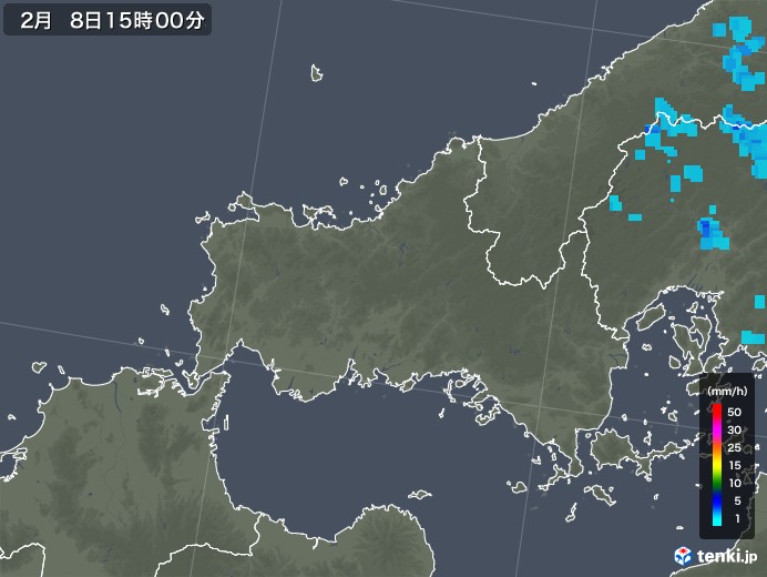 山口県の雨雲レーダー(2020年02月08日)