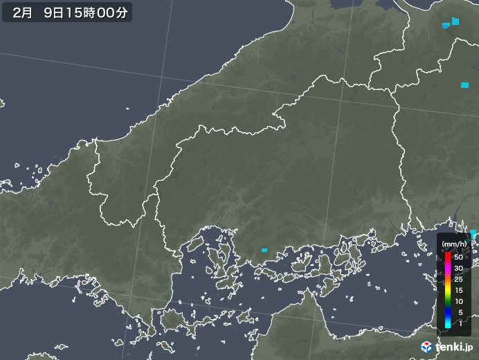 広島県の雨雲レーダー(2020年02月09日)