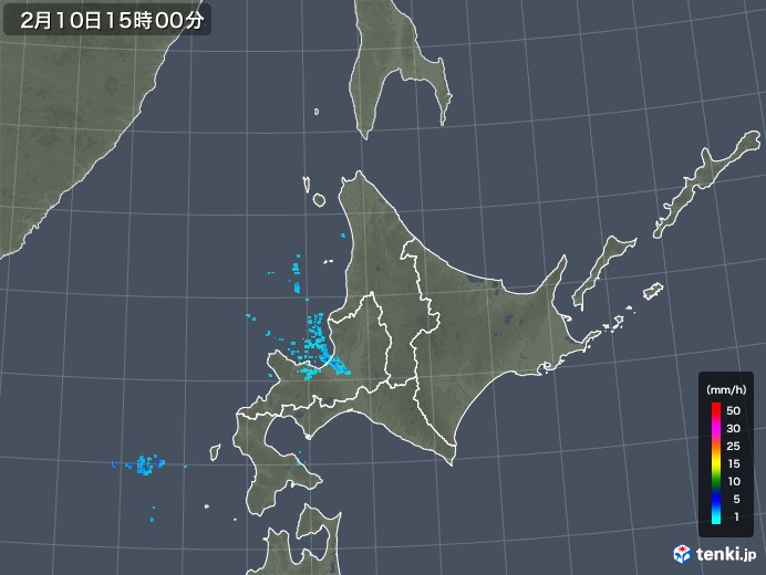 北海道地方の雨雲レーダー(2020年02月10日)
