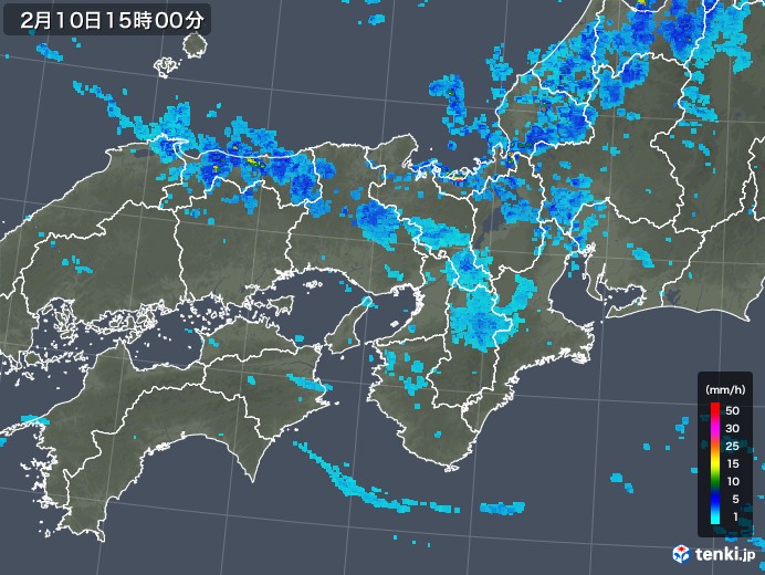 近畿地方の雨雲レーダー(2020年02月10日)