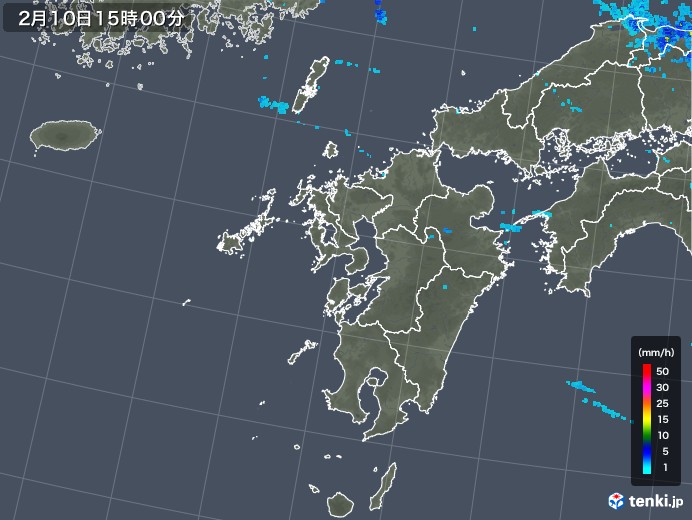 九州地方の雨雲レーダー(2020年02月10日)