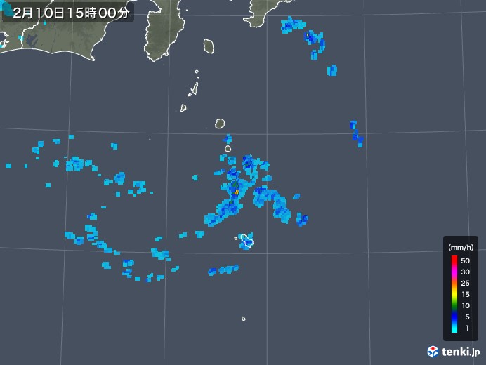 伊豆諸島(東京都)の雨雲レーダー(2020年02月10日)