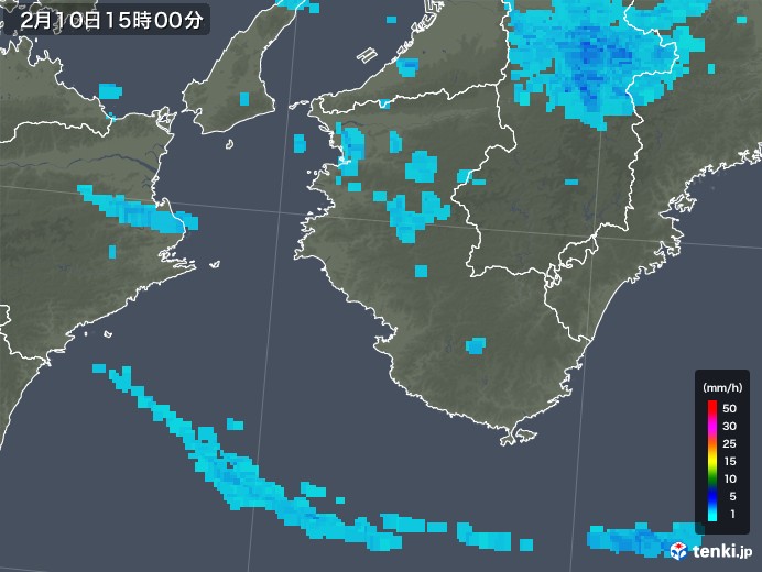 和歌山県の雨雲レーダー(2020年02月10日)