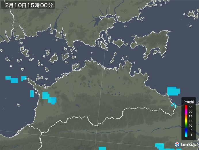 香川県の雨雲レーダー(2020年02月10日)