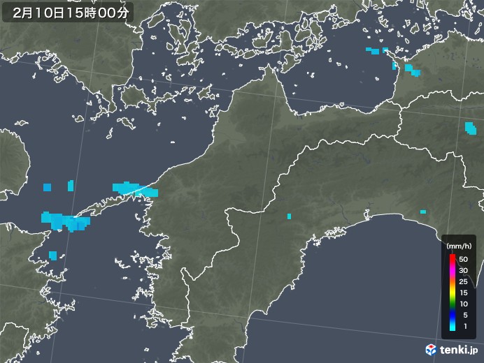 愛媛県の雨雲レーダー(2020年02月10日)