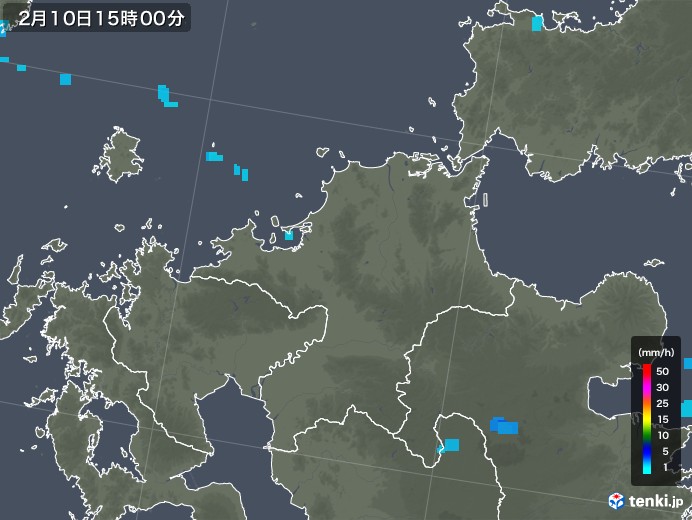 福岡県の雨雲レーダー(2020年02月10日)