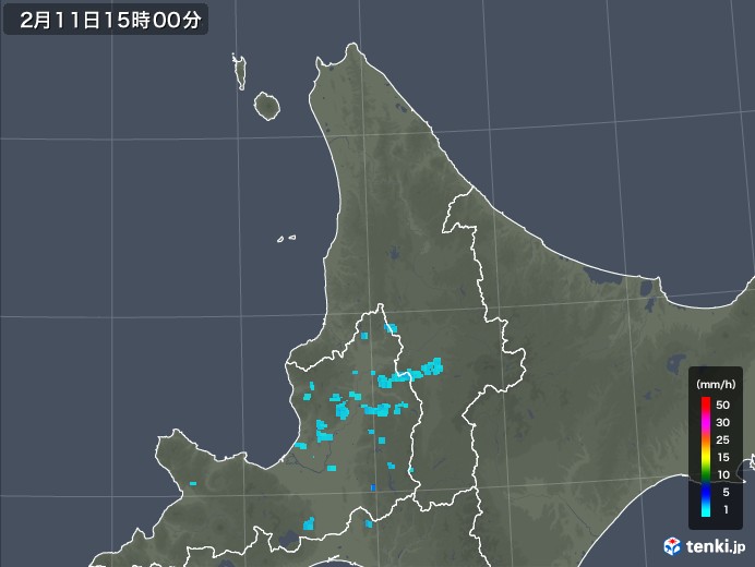 道北の雨雲レーダー(2020年02月11日)