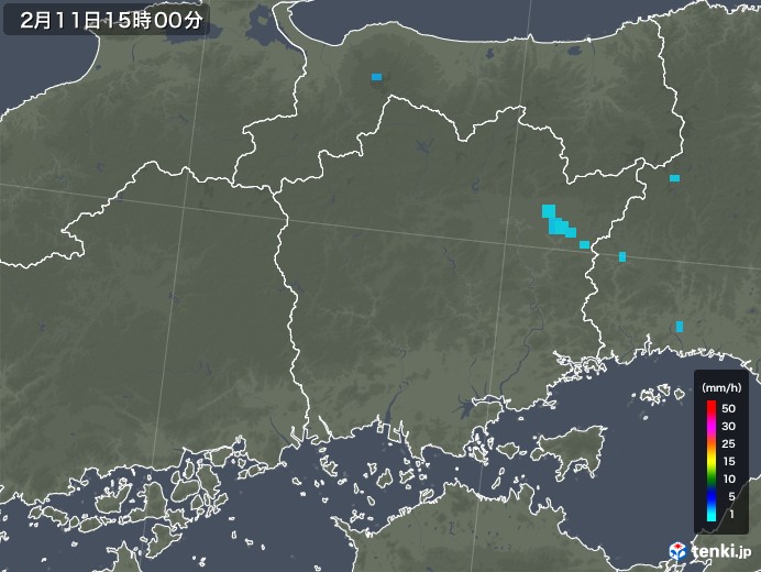 岡山県の雨雲レーダー(2020年02月11日)