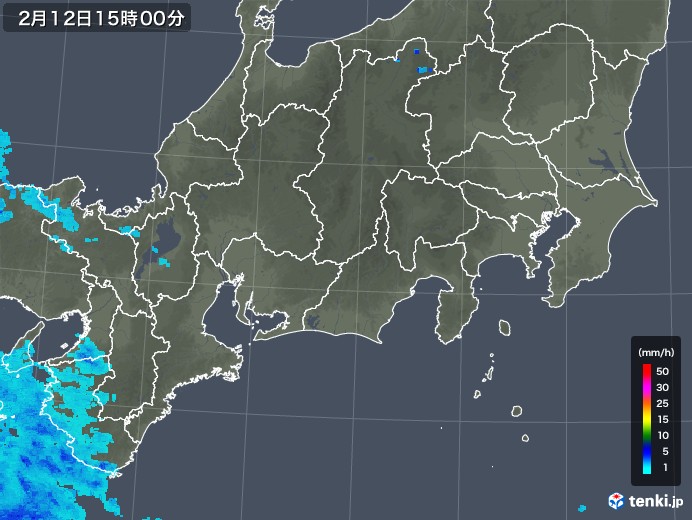 東海地方の雨雲レーダー(2020年02月12日)